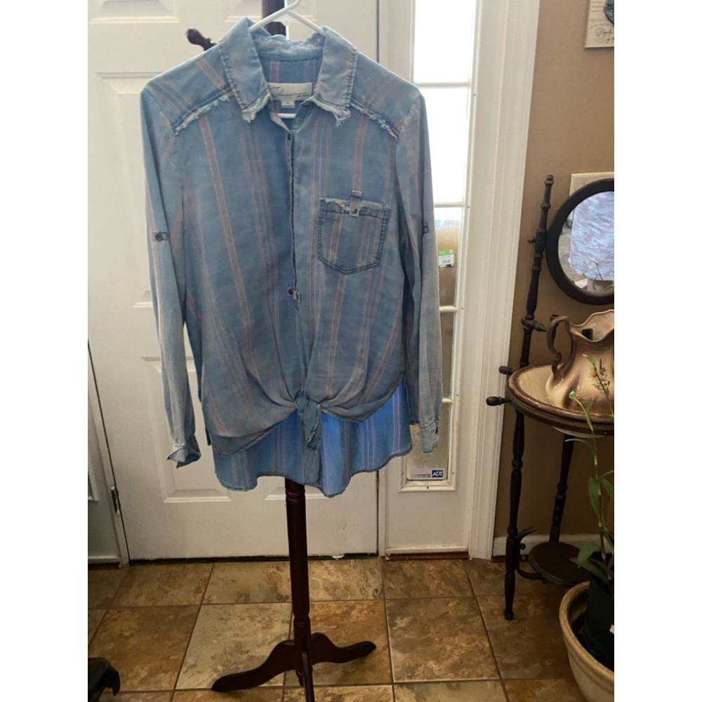 Women's Vintage Havana Button-Down Shirt Size S Blue Pink Striped
